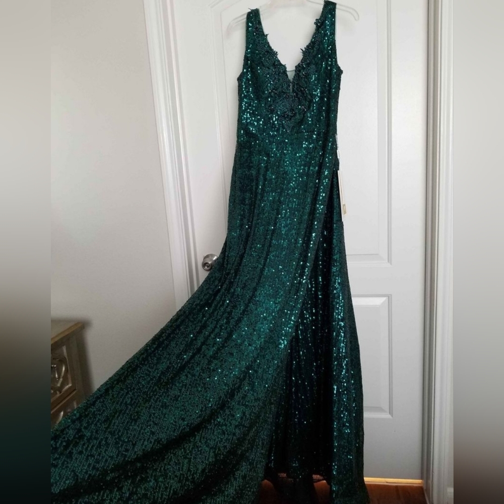 Emerald green beaded dress